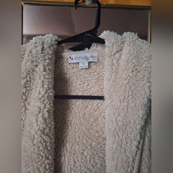 Koolaburra By Ugg Womens Open Front Jacket Beige Sherpa Fleece Pockets Cozy S - Picture 3 of 6